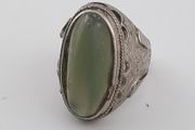 Ancient Handmade Brass With Antique Jade Ring