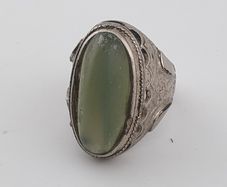Ancient Handmade Brass With Antique Jade Ring