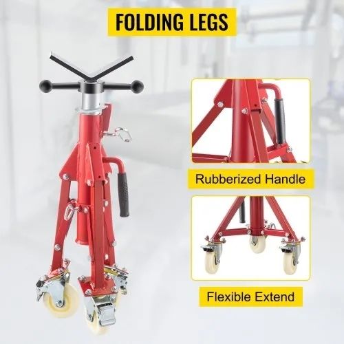 Jack Stand, V Head Pipe Stand Adjustable Height 20-37 Inch, Pipe Jack Stands with Casters 882 LB, Folding Portable Pipe Stands 1/8 to 12 Inch Pipe Supporting