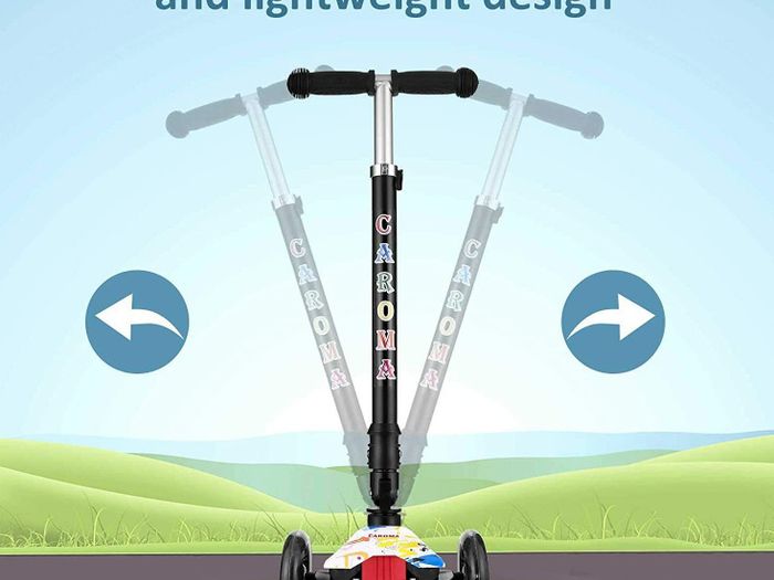 CAROMA Scooter for Kids, 3 Wheel Foldable Toddler Scooter for Boys and Girls Ages 3-12 Years Old, with 4 Height Adjustable, LED Flashing Wheels and Lean-to-Steer