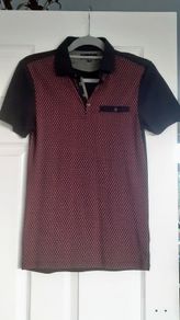 River Island maroon patterned polo shirt XS - S