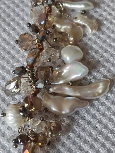 Pearls and crystals sterling silver necklace