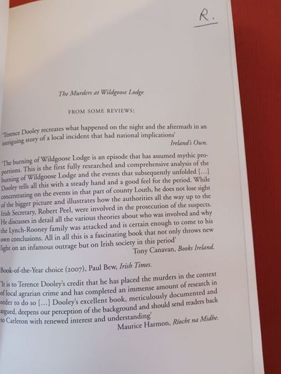 The Murders at Wildgoose Lodge/ Agrarian Crime & Punishment in pre- Famine Ireland/ Terence Dooley/ 2008/ 4 Courts Press