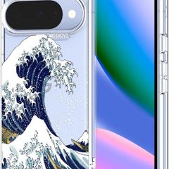 Pixel 10 Case/Pixel 10 Pro Case, Shockproof Military-Grade Protection 6.6ft Drop Tested, Clear Phone Case for Pixel 10/10 Pro, Great Wave Design