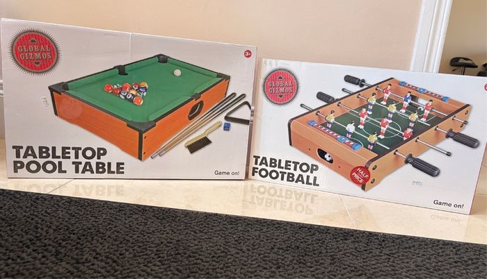 pool table and  football table
