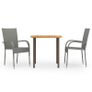 3 Piece Garden Dining Set Poly Rattan Grey Image 5