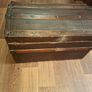 Antique Irish Made Victorian Dome Top Trunk with Insert, late 19th to the early 20th Century, wooden strapping and metal hardware Image 3