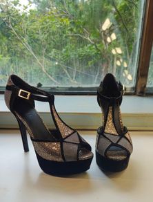 Office London T-Bar Platform Stilletto Sandals - Size 6 [UK]