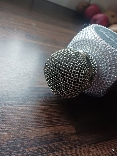 Sing-along Silver Bling Karaoke Microphone & Bluetooth Speaker All-in-one