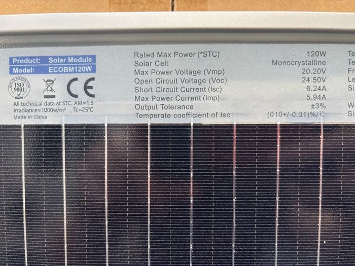 120W 12V Solar Panel for Camper Boat Shed or any other off the grid installations