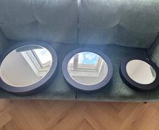 Set of 3 Round Black Framed Wall Mirrors