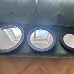 Set of 3 Round Black Framed Wall Mirrors