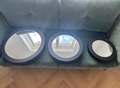 Set of 3 Round Black Framed Wall Mirrors