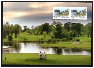 2006 Ireland Ryder Cup Matches Commemorative Stamp Booklet Pane featuring stamps and photo of the K-Club Mint Never Hinged (MNH). Hibernian HP165