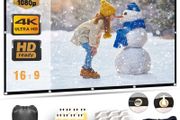 FREE EXPRESS SHIPPING Projector Screen 100 Inch, Portable Projector Screen with 16:9 HD 4K Screen for School Home Theatre Cinema Office, Foldable Projector Screen - 227cm(W) X 130cm(H) Matte White Widescreen (110)