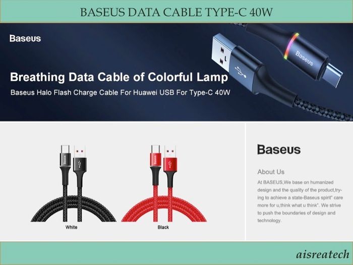 BASEUS 5A USB Type-C Cable For Huawei Mate 30 20 P40 P30 P20 Pro Lite