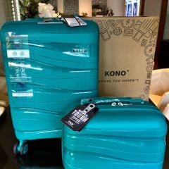 Kono Luggage Suitcase Cabin Rigid Polypropylene Travel Suitcase with 4 Wheels and TSA Lock 2094, Green, Luggage Set