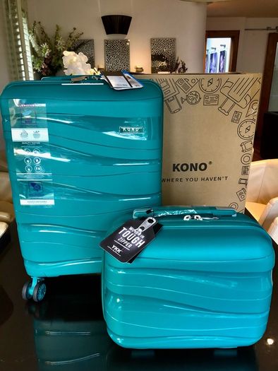 Kono Luggage Suitcase Cabin Rigid Polypropylene Travel Suitcase with 4 Wheels and TSA Lock 2094, Green, Luggage Set
