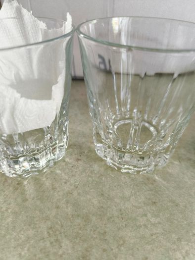 Multi-Purpose Crystal Beverage Tumbler Drinking Glass Set of 4 each 2 matching not stamped..