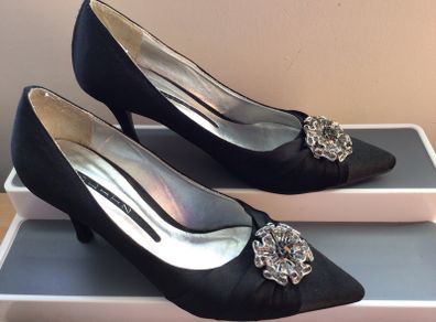 Glitz Ladies Black Satin Party Shoes Eu 38 Size 5