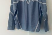 Sandro Paris Suzan Blue Cotton Lace Blouse Size 1 UK 8