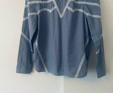 Sandro Paris Suzan Blue Cotton Lace Blouse Size 1 UK 8