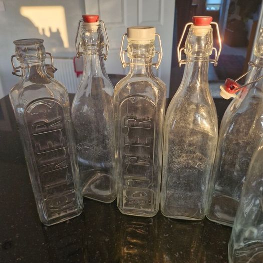 Glass Bottles and Storage Jar Set