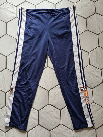 Women's Blue Adidas Vintage retro adibreak poppers Track Pants D4 Size L large trousers