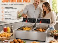 main image for ad Double Deep Fat Fryer 5000W Commercial Twin Basket Stainless Steel Fryer 12L