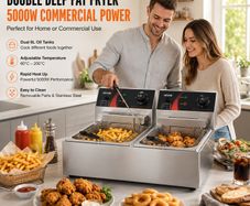 Double Deep Fat Fryer 5000W Commercial Twin Basket Stainless Steel Fryer 12L