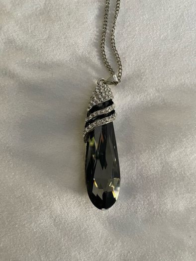 Big Black diamond pendant necklace