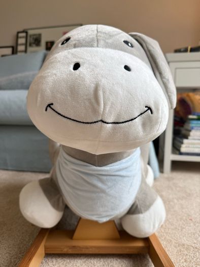 Mamas & Papas Ellery the Rocking Animal in gray plush.