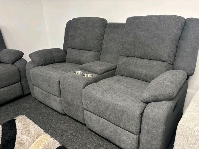 New Madrid Grey Fabric Recliner Sofa Set