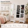White Freestanding Jewellery Cabinet with Full-Length Mirror & Lockable Storage Image 4
