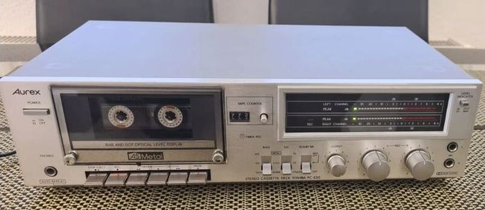 From 1980 Toshiba PC-E50 cassette deck, working good, Made in Japan.