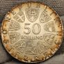 Austria 1816-1966 Silver 50 Shillings Coin Stunning Blue Toning!! Image 4