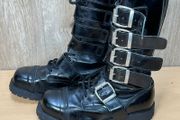 Alpha Rangers 14 Hole Black Combat Boots Buckle Gothic Biker Size UK 6 EU 40