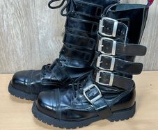 Alpha Rangers 14 Hole Black Combat Boots Buckle Gothic Biker Size UK 6 EU 40