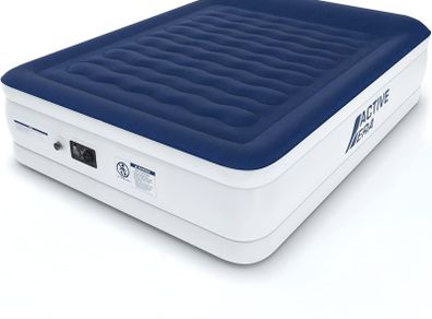 Luxury King Size Double Queen Air Bed - Elevated Inflatable Air Mattress, Electric Built-in Pump, Raised Pillow & Structured I-Beam Technology, Height 56cm