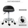 Set of 2 360 swivel rolling stools, seat adjustable 47-62H cm, chrome steel black synthetic upholstery Image 5