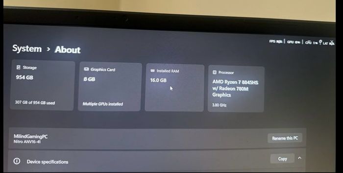 Nitro V16 Ryzen 7 GeForce RTX 4060 Gaming Laptop