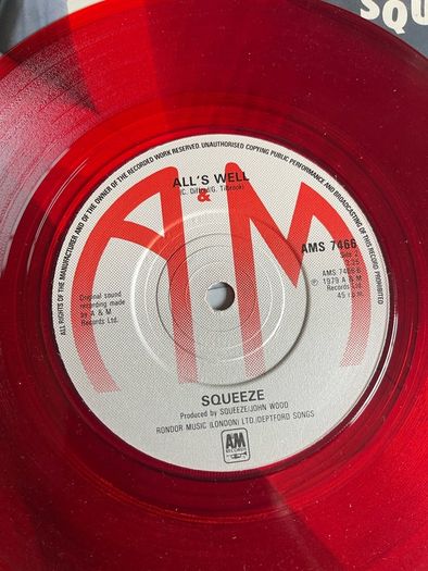 Squeeze slap and tickle limited edition red vinyl record in picture sleeve in vg+ condition