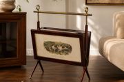 Vintage Italian Mahogany  Brass Magazine Rack attributed to Ico Parisi 1950s
