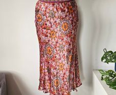 Vintage Y2K Quin and Donnelly silk midi skirt M L 12 14 Irish designer like Rixo 2000s 1990s