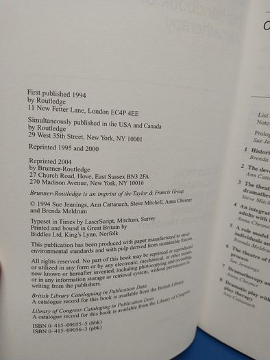Handbook of Dramatherapy