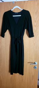 Black V neck dress with tie in, size S