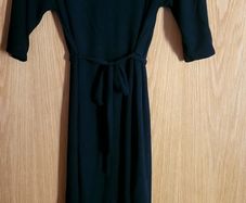 Black V neck dress with tie in, size S