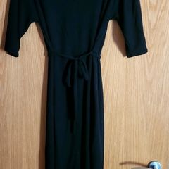 Black V neck dress with tie in, size S