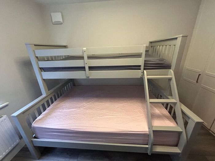 EZ living Lara Grey triple bunk bed with mattress