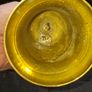 Vintage Brass School Bell with a turned wooden handle and a ring shaped top Image 4